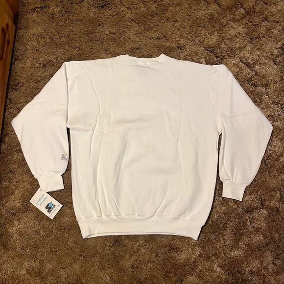 Vintage 90s Starter Blank Crewneck Sweatshirt Mens White Fleece XXLarge NWT - Picture 6 of 7